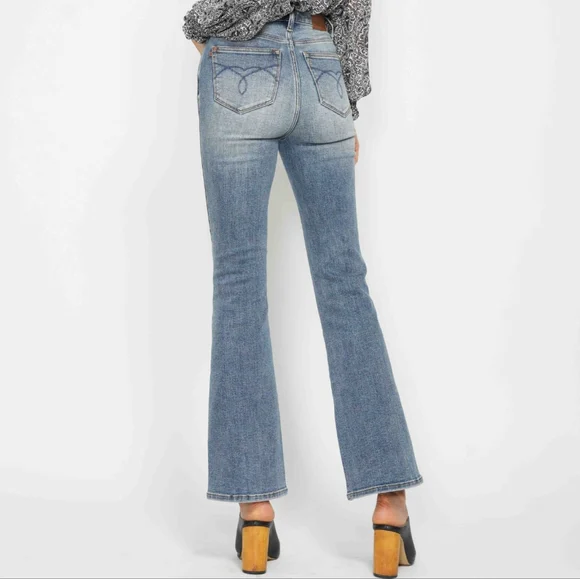 Judy Blue Tummy Control High-Rise Slim Bootcut Regular Inseam Jeans Denim Pants - Picture 9 of 16